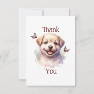 Puppy and Butterflies  Thank You Card
