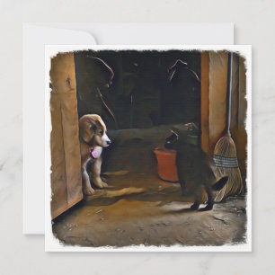puppy and cat notecard. card