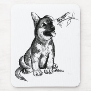 Puppy and Grasshopper Mouse Pad