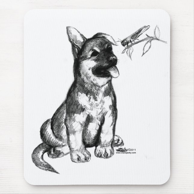 Puppy and Grasshopper Mouse Pad (Front)
