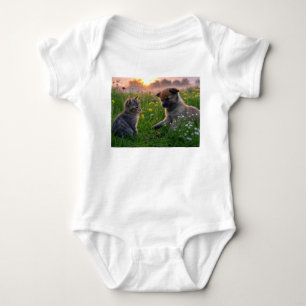 Puppy and Kitten Baby Bodysuit