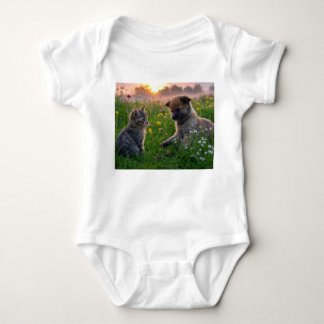 Puppy and Kitten Baby Bodysuit