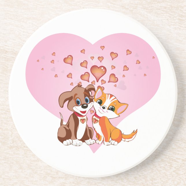 Puppy and Kitten Love Coaster (Front)