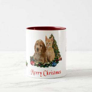 Puppy and Kittens Christmas mug