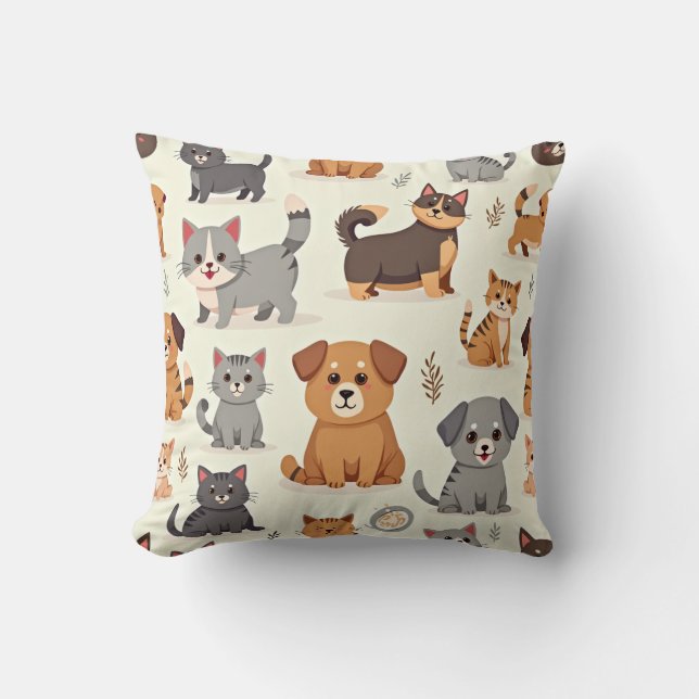  Puppy and Meow Pillow Cushion (Front)