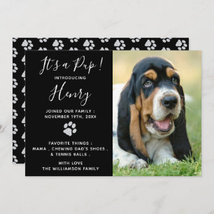 Puppy Announcement - Black Elegant Modern New Pet