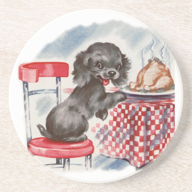 puppy at table coaster (Front)
