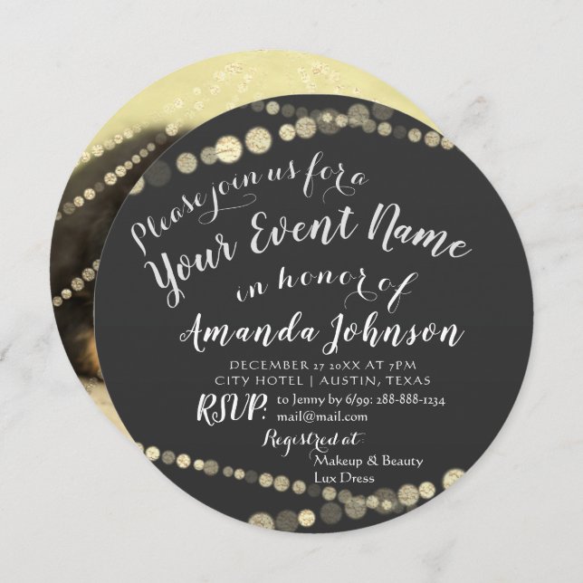 Puppy Baby Dog shower New Pet Photo Grey Gold Invitation (Front/Back)