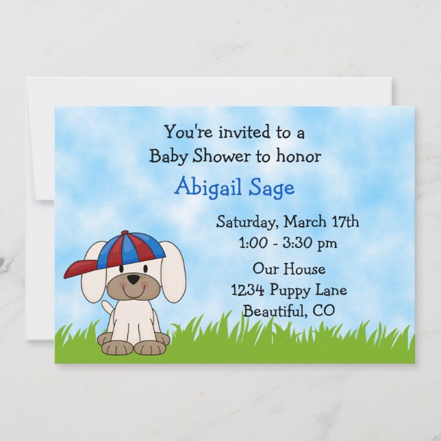Puppy Baby Shower Invitation for Boys (Front)