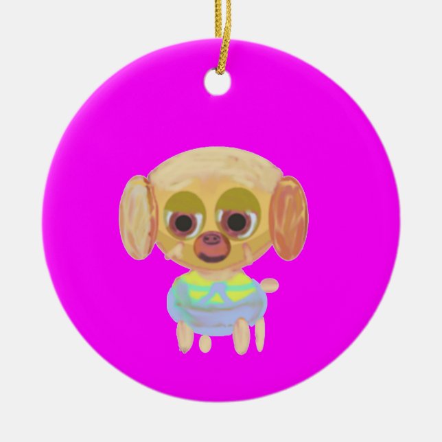 Puppy Birthday Ceramic Ornament (Front)