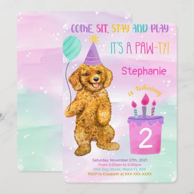 Puppy Birthday Invitation (Front/Back)