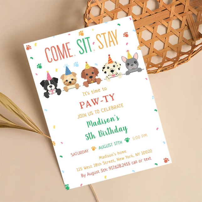 Puppy Birthday Invitation Dog Party Pawty  (Creator Uploaded)