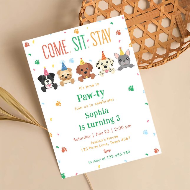 Puppy Birthday Invitation Dog Party Pawty (Creator Uploaded)