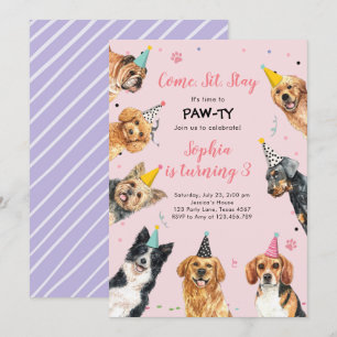 Puppy Birthday Invitation Dog Party Pawty Girl