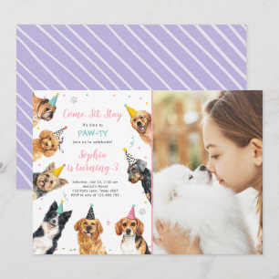 Puppy Birthday Invitation Dog Party Pawty Girl