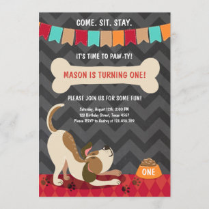 Puppy Birthday Invitation Paw-ty Puppy Party