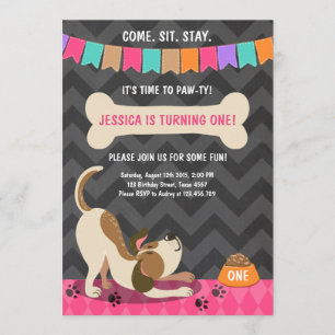 Puppy Birthday Invitation Paw-ty Puppy Party