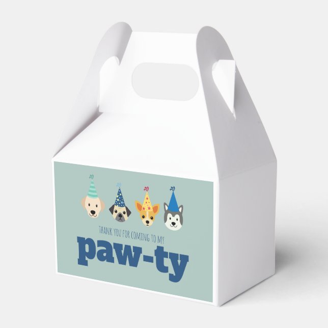 Puppy Birthday Party, Dog Paw-ty, Kids Favour Box (Front Side)