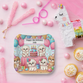 Puppy Birthday Party Fun Customisable Plates