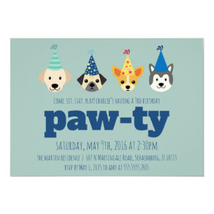 Puppy Birthday Party Invitation, Dog Party Invite
