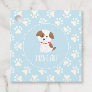 Puppy Birthday Party thank you favour tags blue