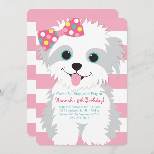 Puppy Birthday Paw-ty Invitation (Front/Back)