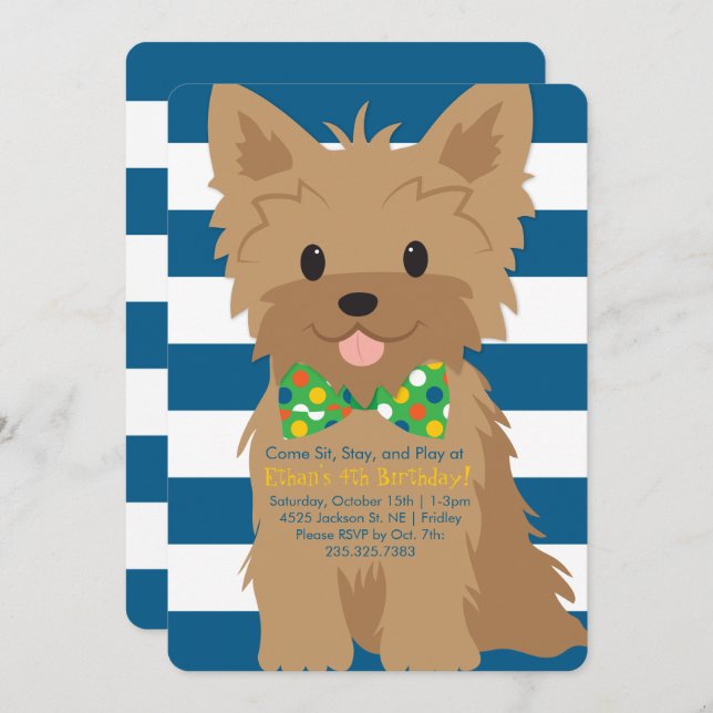Puppy Birthday Paw-ty Invitation (Front/Back)