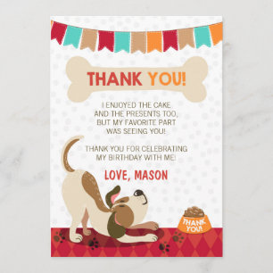 Puppy Birthday Paw-ty Puppy Thank You Card