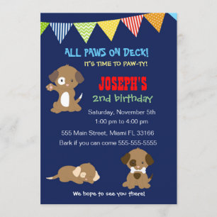 Puppy Birthday Photo Invitation Girl Pink