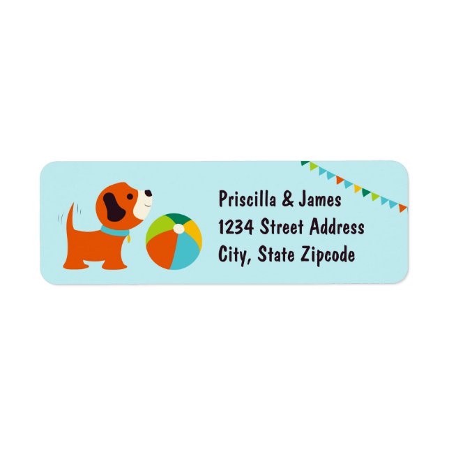 Puppy Birthday Return Address Labels (Front)