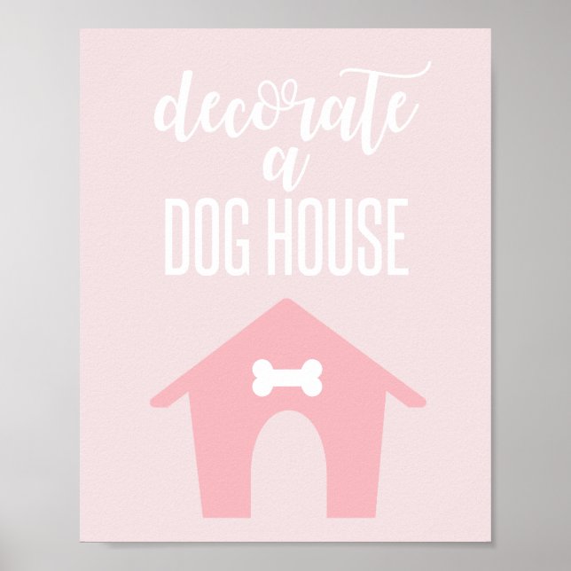 Puppy Birthday Sign Decorate a dog house pink (Front)