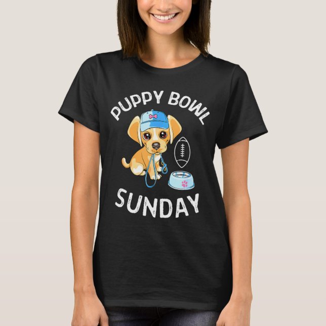 Puppy Bowl Sunday Funny Football T-Shirt (Front)