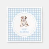 Puppy bulldog preppy plaid birthday