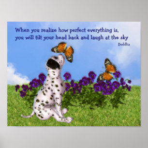 Puppy Butterflies Inspirational Quote Poster