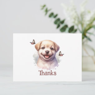 Puppy Butterflies Personalised Thank You Card