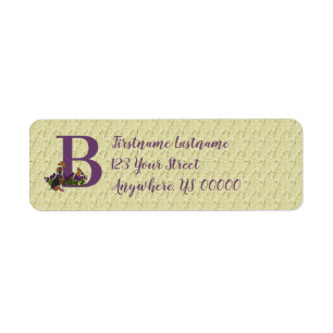 Puppy Butterfly Monogram Initial B Return Address Label