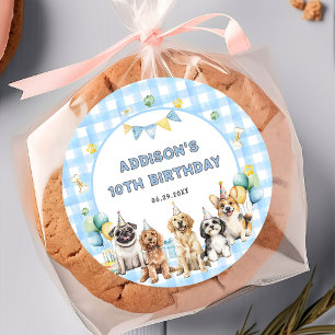 Puppy Calling All Pawty Animals Birthday Classic Round Sticker
