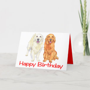 Puppy Cartoon Golden Retriever Dog Happy Birthday Card
