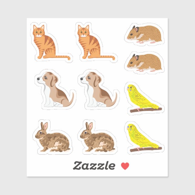 Puppy Cat Hamster Bird Rabbit Cute Animals (Sheet)