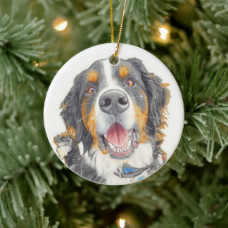 Puppy Christmas Gift  Ceramic Ornament