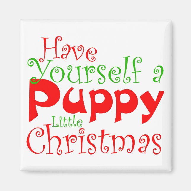 Puppy Christmas Holiday Magnet (Front)