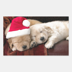 Puppy Christmas Rectangular Sticker