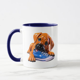 Puppy Cute Glossy Dog Blue Sneaker Mug