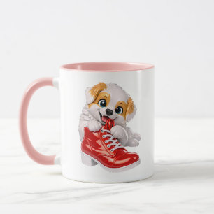 Puppy Cute Glossy Dog Red Boot Mug