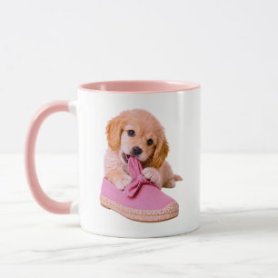 Puppy Cute Playful Dog Pink Shoe Mug