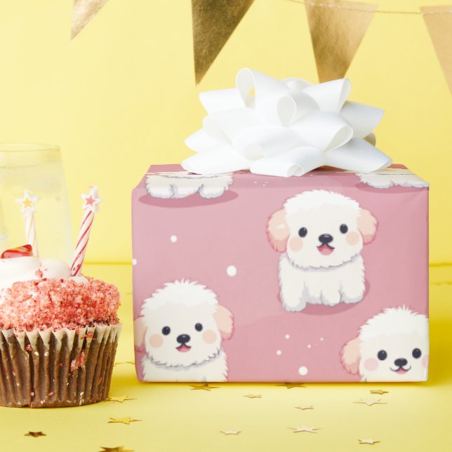 Puppy Cuteness Overload: Bichon Frise Delight Wrapping Paper (Birthday Party)