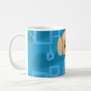 Puppy Cyan Light Blue Geometric Squares Mug