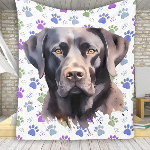 Puppy Days of Summer - Black Labrador Fleece Blanket