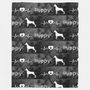 Puppy Dobbie Dog Heart Beat Pattern Fleece Blanket