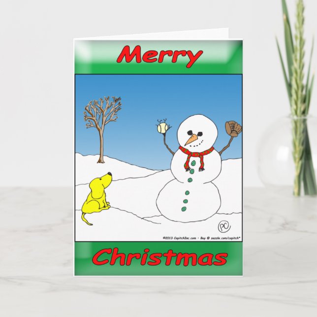 Puppy dog and snowman holiday card (Front)